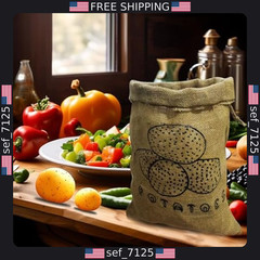 Burlap Potato Storage Bag, Reusable Drawstring Sack for Freshness 16×12 inch