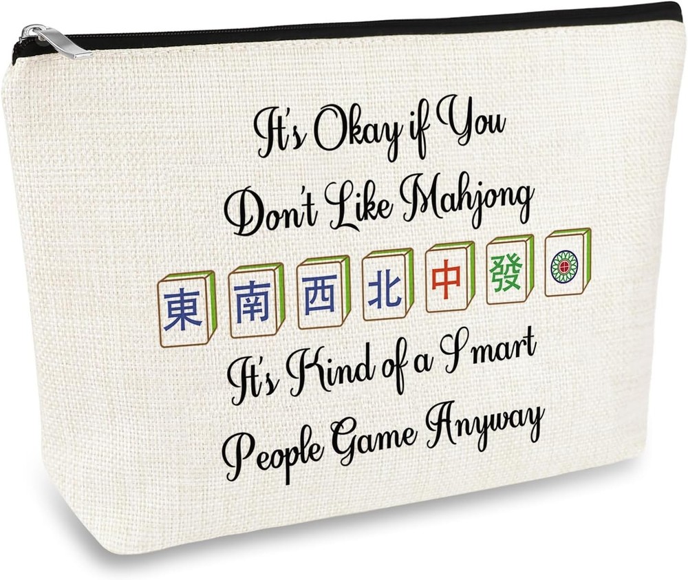 Mahjong Gifts Makeup Bag Lover Gift for Women Travel Cosmetic Bag…