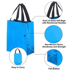 15Pcs Laser Gift Bags with Handles Bulk, Glossy Finish Gift Bags Blue