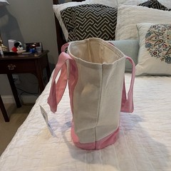 Trader Joe’s Mini Pastel Canvas Tote Bag Pink/Beige Cotton/Poly 13x10x6