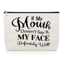 Funny Gifts for Women Friends Makeup Bag Sarcastic Off White