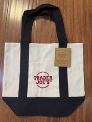 Trader Joe’s Mini Pastel Canvas Tote Bag Color Block Shoulder Shopping Bag NWT