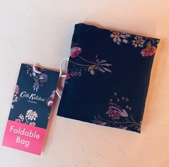 Cath Kidston Reusable Shopping Tote Bag and Foldable Bag, Floral Navy Set of 2