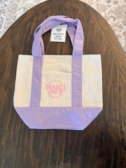 Trader Joe’s Pastel Mini Tote Canvas Bag – (Lavender) Brand New – Limited Supply