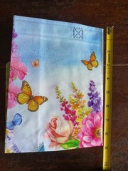 Vinyl Large Reusable Folding Shopping Bag – Flowers Butterflies Pastel Colors