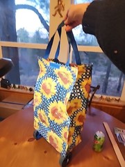 folding rolling shopping bag tote sunflowers Farmers Market Bag