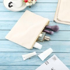 Gejoy 10 Pieces Cosmetic Canvas Pouch Bag Multipurpose Makeup Large, Beige