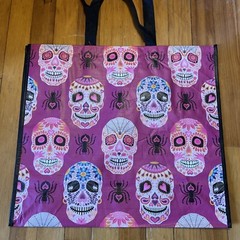New TJX 💀 Shopping Gift Bag Reusable Big Tote Skulls ❤️Spiders w hearts 💕 Pink