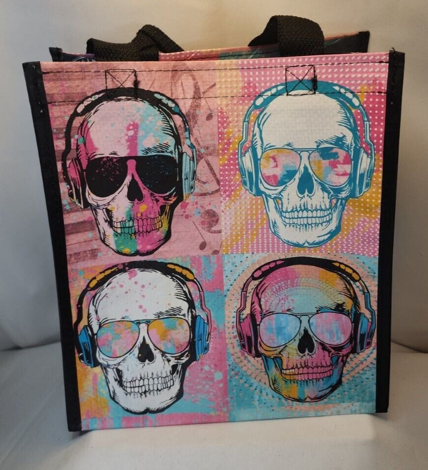 MARSHALLS Shopping Bag Colorful Halloween Skull Reusable Tote 10x11x6