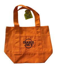 NWT 2025 Trader Joe’s Lot of 2 Mini Halloween Orange & Black Canvas Tote Bags
