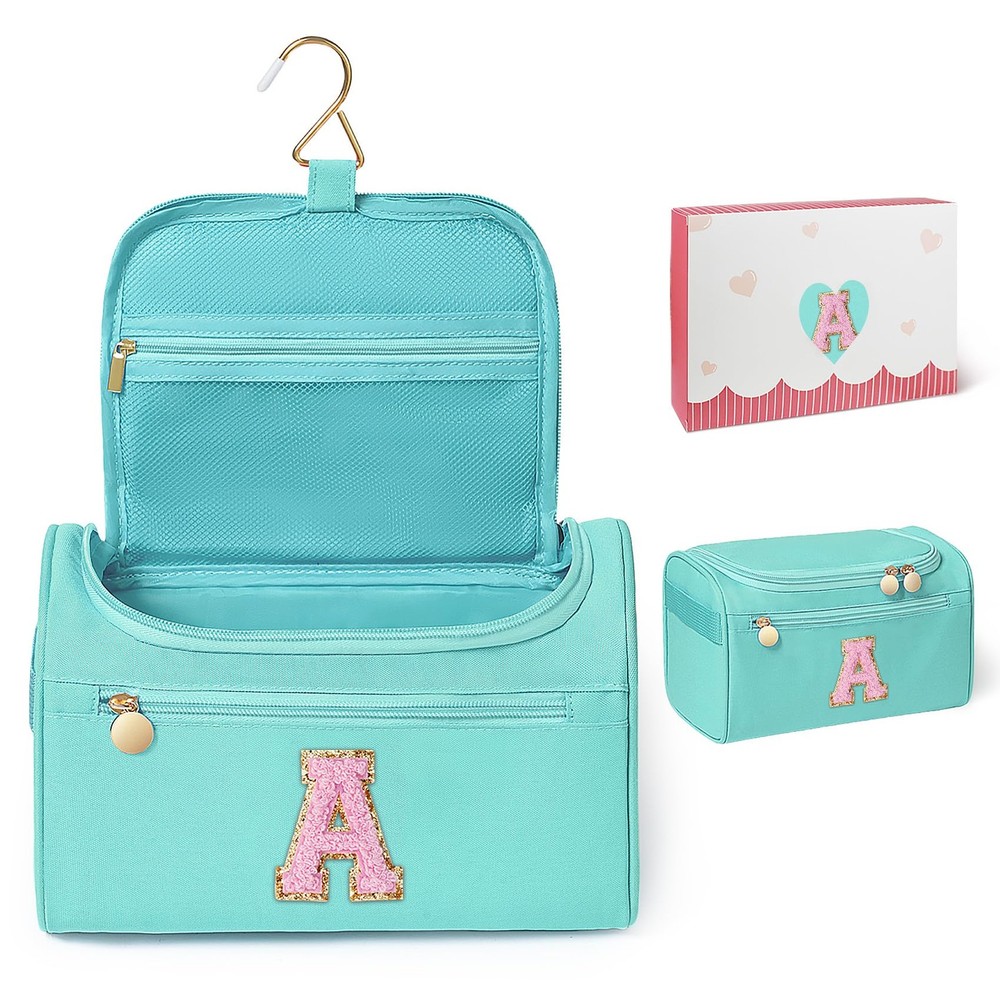 COSHAYSOO Hanging Travel Toiletry Bag for Women Teen Girls Medium, Teal Blue