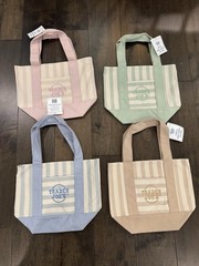 Trader Joe’s MINI PASTEL STRIPE CANVAS TOTE BAGS Set of 4 AUTHENTIC