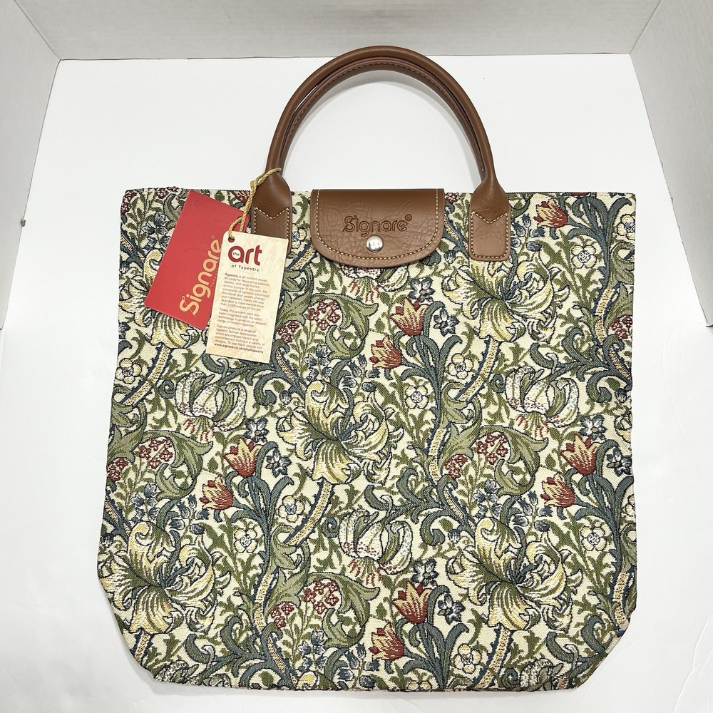 Signare USA William Morris Golden Lily Foldaway Shopping Bag, NWT