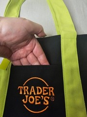 Trader Joe’s Mini Canvas Tote Bag in Black, Green, and Purple 2025 NWT