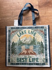 RUSTIC/LODGE Large Reusable Shopping Gift Bag~LAKE LIFE IS THE BEST LIFE EcoTote
