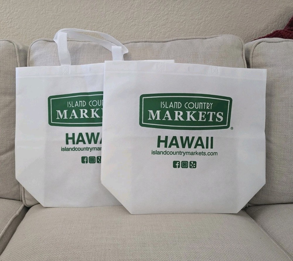NEW ABC Store Hawaii 2 Large – White With Green Reusable Shopping Gift Bags