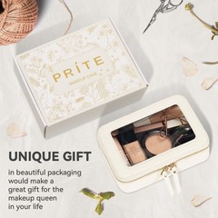 Prite Clear Makeup Bag Cosmetic Organizer Case Standard – Single Layer, Beige