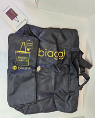 Biaggi PakSak Packable Shopper Tote Bag Black Nylon Foldable Reusable NWT