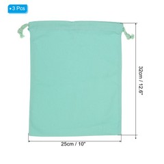 3pcs Reusable Drawstring Bags, 10×12.6″ Multipurpose Bags, Cyan