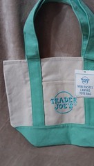 Trader Joe’s Mini Pastel Canvas Tote Bags 2-Pack Green Purple Beige Canvas