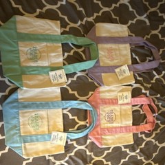 Trader Joe’s Mini Foldable Colorblock Pastel Tote Bags Set of 4