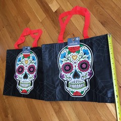 Set of 2: Day of the Dead🌺SUGAR SKULL💀🌸Tote Bags Reusable Shopping Totes~NWT