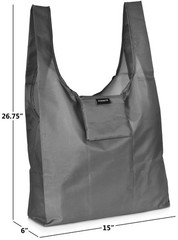 Reusable Grocery Bag 6-PACK GREY Large Strong Ripstop Foldable Eco Friendly