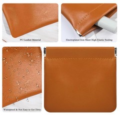 (2-Pack) Mini PU Leather Makeup Bag for Purse – 12×11 cm, Black + Brown