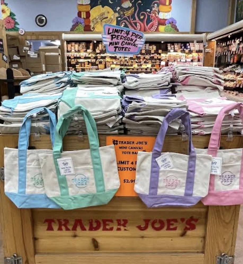 Trader Joe’s Mini Easter Pastel Canvas Tote Bags 4 Colors Each $13