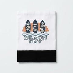 White/Black “BEACH DAY” Graphic Reusable Shopping Tote Bag, Medium 14×16 in
