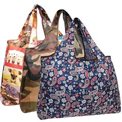 Wrapables Large Foldable Tote Nylon Reusable Grocery Bag, 3 Pack