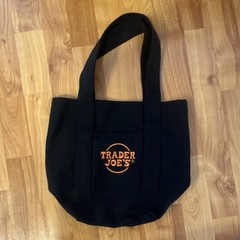 Trader Joe’s Black Canvas Foldable Tote Bag Solid Plain Reusable Shopping