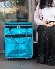 Portable Rolling Tote Bag with 4 Wheels – Medium Glitter Blue, 46 LBS Capacity