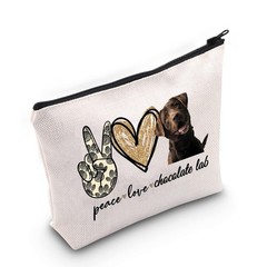LEVLO Cosmetic Make Up Bag Zipper Pouch For Peace Chocolate Lab