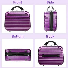 14-Inch Makeup Train Case Hardshell PC+ABS Travel Cosmetic Organizer, purple