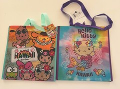 SANRIO Tan HELLO KITTY HAWAII Reusable Shopping Grocery Bag Set Lot NWT