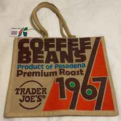 NWT! Trader Joe’s Pasadena 1967 Coffee Beans Reusable Jute Tote Bag