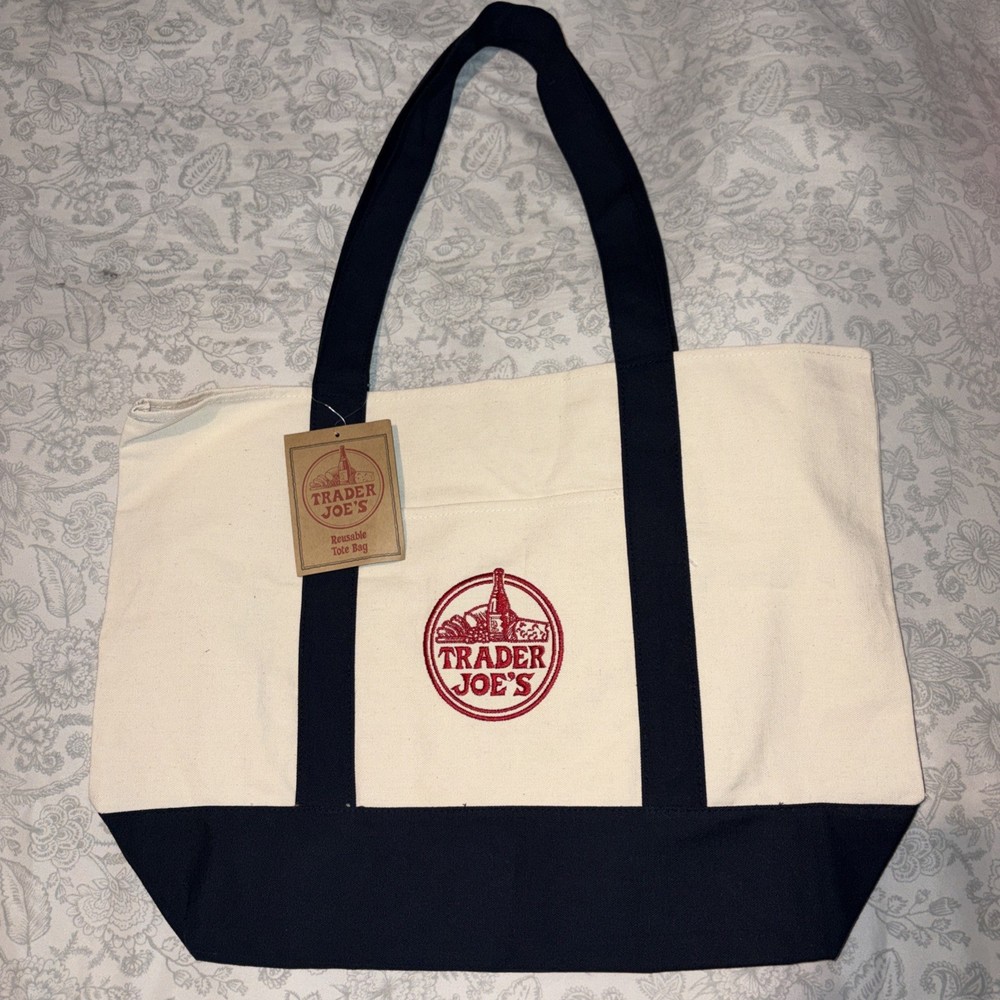 Luxury Trader Joe’s canvas tote bag new original dark blue limited buy exclusive