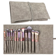 Xinjoduz 1 PCS Makeup Brush Holder Organizer, PU 13.78 × 7.87 inches, Grey