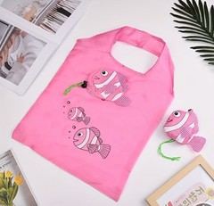 Bundle of 6 Fish Graphic Foldable Grocery Bags – Random Multiple Colors