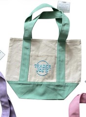 Trader Joe’s LARGE Lavender Canvas Tote Bag AND 4 Mini Pastel Canvas Tote Bags