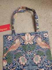 William Morris Strawberry Thief Pattern Blue Flat Bag/Tote Canvas Foldable