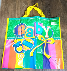 Baby celebratory reuseable grocery shopping bag 19.5×6.5×17 inches