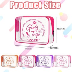 4 Pcs Girls Trip 7″ x 4.7″ x 2.3″, purple, rose pink, yellow, and magenta