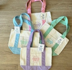 Trader Joe’s 2026 Mini Pastel Canvas Tote Bag Set Of 4 IN HAND READY TO SHIP!!!!