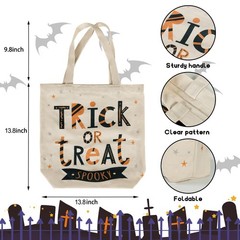 13.8″ Large Halloween Tote Bag Trick or Treat Canvas Reusable Large Bucket fo…