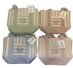 Trader Joe’s Mini Pastel Stripe Canvas Tote Bag Limited Edition 2026 (Set Of 4)