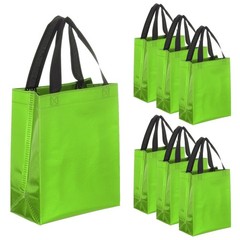 15Pcs Laser Gift Bags with Handles Bulk, Glossy Finish Gift Bags Light Green