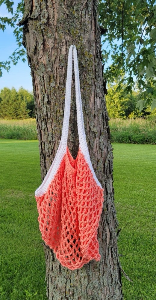 Peach Crocheted Cotton Market Bag