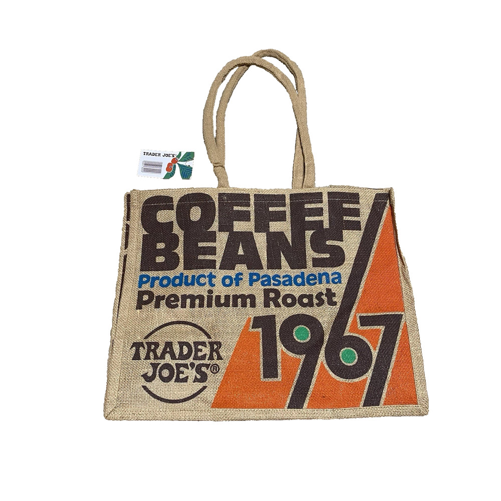 Trader Joe’s Coffee Beans Tote Reusable Jute Burlap Shopping Bag 9 Gallon NWT
